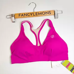 Size LaZumba Women's Sizzle V Bra Top in Mulberry Padded Push-Up Sports Bra Sz L - Picture 1 of 5