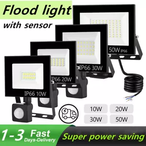 More details for led floodlight pir sensor motion 10w-100w outdoor security flood lamp waterproof
