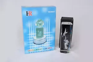 6” Beveled Crystal Glass 3D Laser Etched Fairy Gardening & Crystal Rotary Light - Picture 1 of 8