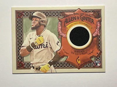 2022 Topps Allen & Ginter Bryan De La Cruz #AGRA-BDLC Relic Insert - Image 1 of 2