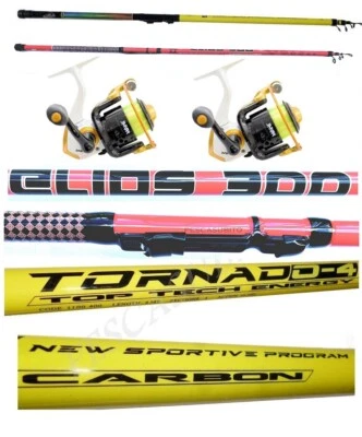 Combo 2 Canne 3Mt + 2 Mulinelli Filo Bolognese Trota Lago Pesca Galleggiante EH - Immagine 1 di 4