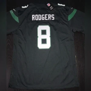 NEW Aaron Rodgers New York Jets #8 Black Jersey Size Kids Extra Large - Picture 1 of 4