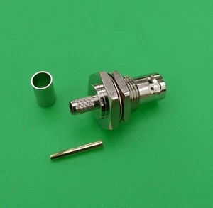 (1 SET) BNC Dado Femmina Paratia Crimpatura RG58/U RG142 LMR195 Adattatore - Venditore USA - Foto 1 di 5