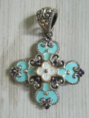 Barbara Bixby Plata de Ley y Esmalte Turquesa 18K, Amatista, Potenciador MOP Foto 1 de 3