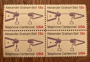 Block of 4 U.S. Stamps: Alexander Graham Bell, Telephone Centennial - Picture 1 of 1