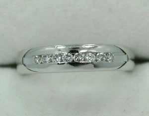 Set Canale Brillante Tondo Platino 1/5 Ct * DIAMANTE * Fede Nuziale ~ Taglia 8 - Foto 1 di 4
