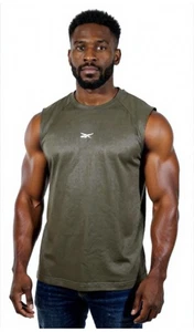 Reebok Herren schwarz Aufwärmen solide Muskel Shirt Fußball Größe Medium Neu mit Etikett - Bild 1 von 18