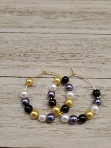 Nonbinary Earrings Nonbinary Hoop Earrings Nonbinary Beaded Earrings Pride LGBTQ - Picture 1 of 1