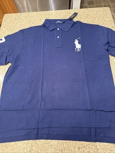 NEU Polo Ralph Lauren Herren Big & Tall Big Pony Mesh Poloshirt 2XB marineblau neu mit Etikett - Bild 1 von 4