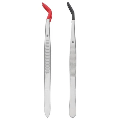  2 Pcs Silicone Tip Tweezers Beading Jewelry for Making Stainless Steel Locking - Image 1 of 4