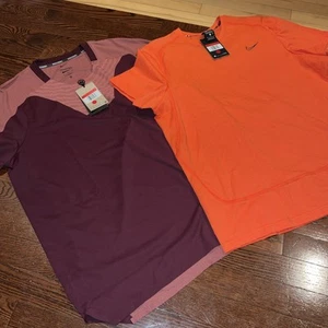 Nike Dri-Fit Men's Nikecourt Short Sleeve Shirts Size Large Lot Of 2 - Picture 1 of 10