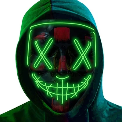 Poptrend Halloween Mask LED Light up Mask Festival Cosplay Costume Party, Green - Image 1 of 4
