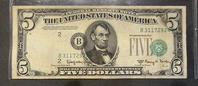 CRAZY FIVE DOLLAR BILL MISPRINT with MAJOR PRINT ERROR 1950 Series E, see photos - Image 1 of 4