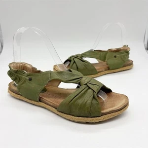 Bussola Parma Slingback Leather Knotted Espadrille Sandals Size 38 Green Summer - Picture 1 of 9