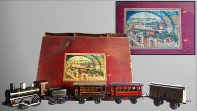 Early 1904-1910 Colorful  Bing I-48 Large 1-gauge Windup Locomotive w/ Box - Image 1 of 4