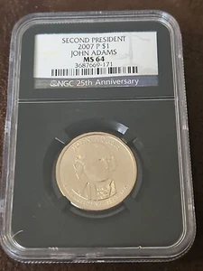 2007 P Second President  Dollar John Adams NGC MS 64  - Picture 1 of 5