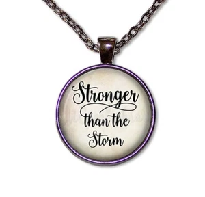Stronger Than the Storm Inspirational Encourage Handmade Glass Pendant Necklaces - Picture 1 of 10