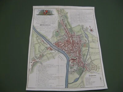 100% ORIGINAL LARGE WORCESTER CITY MAP BY VALENTINE  GREEN C1795 HAND COLOURED - Image 1 of 4