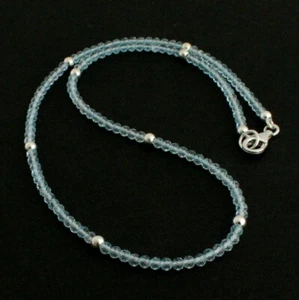 Blue Topaz Necklace Precious Stone Blau-Topastopaz Faceted Necklace - Picture 1 of 6