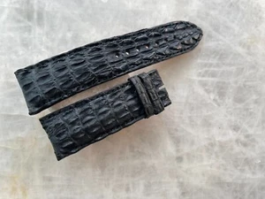 24mm/22mm Black Alligator Crocodile Print Leather Watch Strap Band - Picture 1 of 1