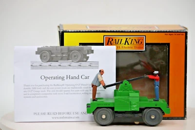 MTH 30-2526 Operating Hand Car Maintenance Of Way Green O Gauge 1:48 Scale LN - Image 1 of 4