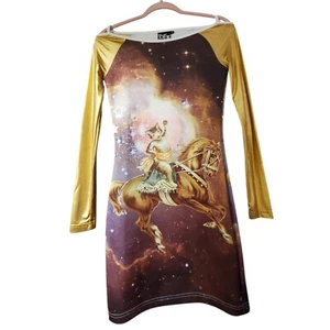 RATTE BABY MARKE TRIPPY KATZE GOLD BODYCON KLEID GRÖSSE SMALL - Bild 1 von 6