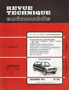 KFZ TECHNISCHE ZEITSCHRIFT 318 RTA 1972 RENAULT 5 L 5 TL FIAT 128 SL FIAT 500 - Bild 1 von 1