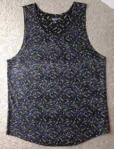 Mens CONFETTI PATTERN TANK TOP Dark-Gray faded "inside out" Vtg-90s-Look L & XL - Picture 1 of 2
