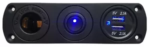 12V, DUAL 4.2A USB CHARGER POWER OUTLET SOCKET + ON/ OFF SWITCH FLUSH MOUNT AU - Picture 1 of 4