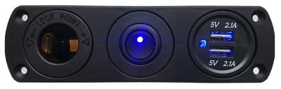 12V, DUAL 4.2A USB CHARGER POWER OUTLET SOCKET + ON/ OFF SWITCH FLUSH MOUNT AU - image 1 of 4