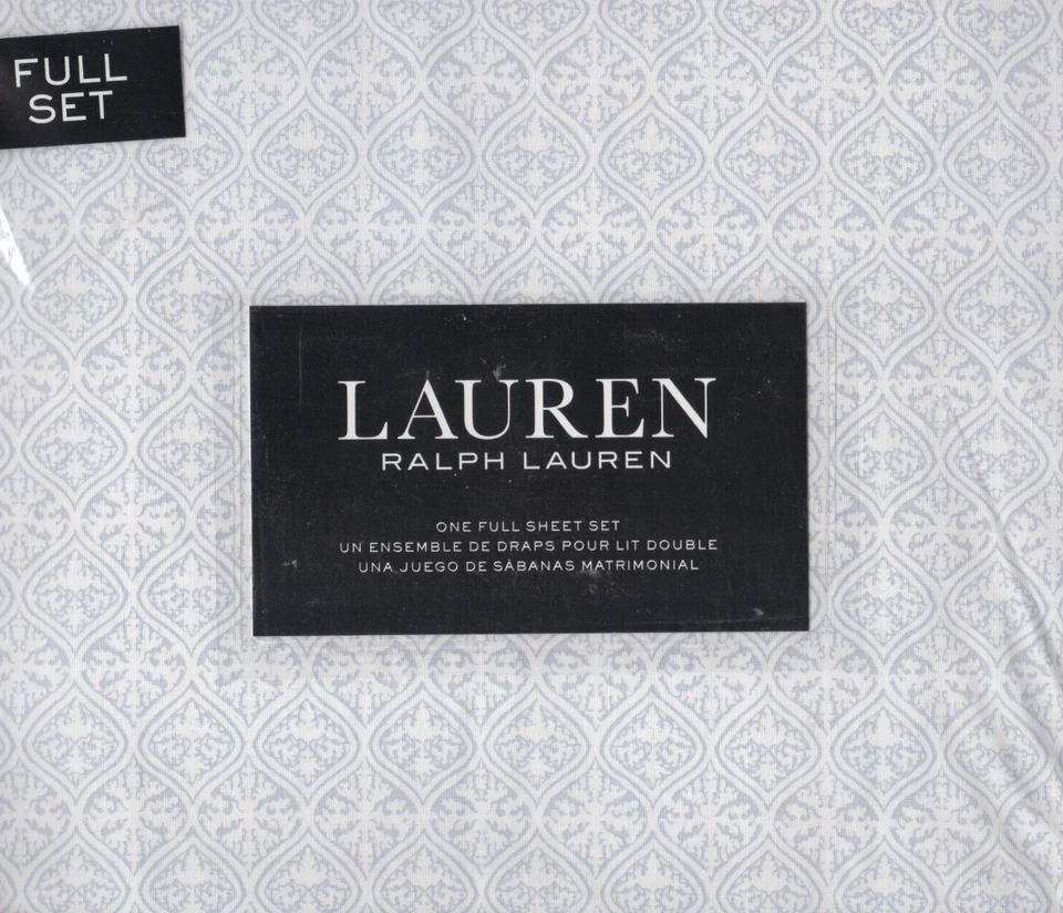 *Lauren Ralph Lauren Sloane KING Sheet Set 100 Cotton NAVY Antimicrobal