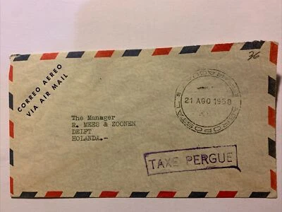 Paraguay Luftpost-Brief Taxe Percue von Asuncion nach Delft/NL, 21.08.1958 - Bild 1 von 4