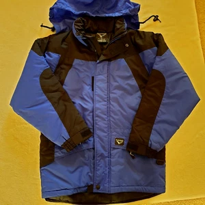 Royal & Black RAINBIRD PUFFER RAINJACKET Lined with STOW HOOD *Size 12 150cm - Picture 1 of 7