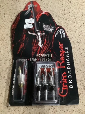 Afeitadora Grim Reaper-Corte 85 Granos 3 Hojas 1 3/8 pulgadas Corte Cabezas Anchas NUEVO Foto 1 de 2