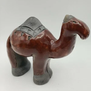 Raku Camel Figurine Statue Studio Art Pottery Handmade South Africa Fired Glazed - Picture 1 of 12