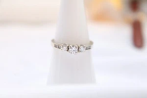 Vintage 14K White Gold 9 Diamond Ring Trilogy Estate Not Scrap 2.9 grams - Picture 1 of 9