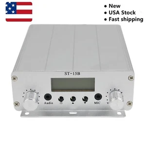 USA 15W FM Broadcast Transmitter Stereo PLL FM Radio Broadcast Station - Picture 1 of 7