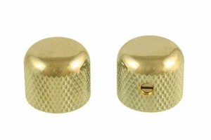 Gold Short dome knobs (2), Gotoh, with set screw, fits USA split shaft pots - Picture 1 of 1