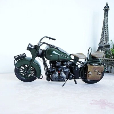 Retro Collectible Metal Motorcycle Sculpture Rustic Handmade Iron Art Biker Gift - Image 1 of 4