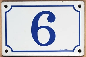 French house number 6 door gate plate plaque enamel steel sign new old stock NOS - Picture 1 of 1