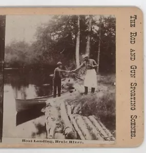 Compañeros en el desembarco del barco río Brule Stereoview c1880 - Imagen 1 de 4