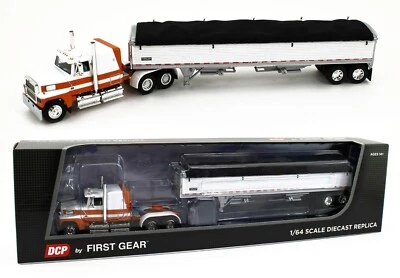 DCP 1:64 *WHITE & ORANGE* FORD LTL 9000 Flattop & Wilson Grain Trailer *NIB* - Image 1 of 4