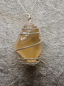 Ciondolo vero QUARZO CITRINO pietre dure naturali oro argento collana cristallo - Foto 1 di 5