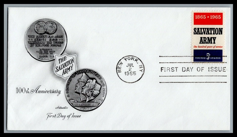 US FDC # 1267 5c Salvation Army Artmaster   1965, 9L442 - Image 1 of 1