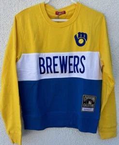 Mitchell And Ness Milwaukee Brewers Women’s Color Block Crew Small MSRP $65 - Picture 1 of 7