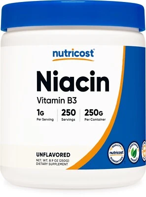 Nutricost Niacin Vitamin B3 Powder 250 Grams - 1G Per Serving - Image 1 of 4