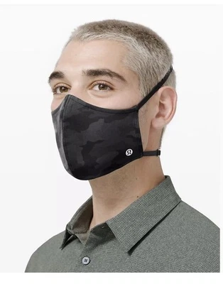 Lululemon Unisex Black Camo Face Mask OS - Image 1 of 4