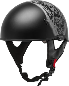 Gmax HH-65 Half Helmet Tormentor Naked Matte Black Silver size Large - Picture 1 of 7