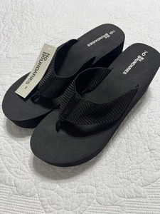 Sandalias de mujer No Boundaries 9 negras plataforma cómoda 3” tacón de cuña chanclas - Imagen 1 de 5