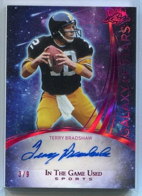 2024 ITG Used Sports Galaxy of Sports Purple Holo gstb1 Terry Bradshaw Auto 3/9 - Image 1 of 2